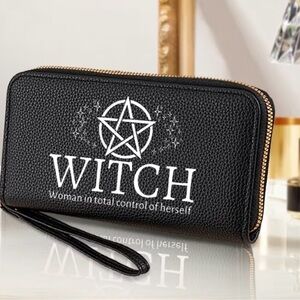 {NEW} Black 'WITCH' Zip Wallet Wristlet